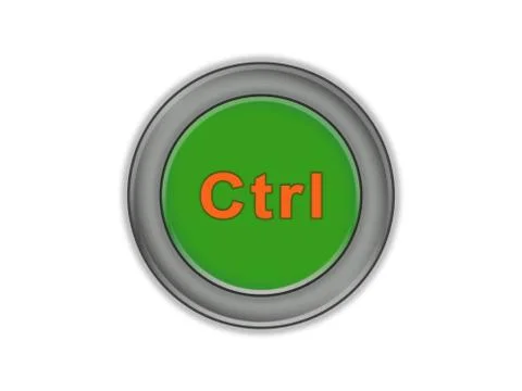 Green volume button with Ctrl label, white background Illustrazione stock