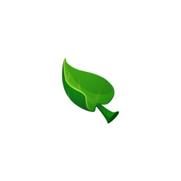 Green volumetric leaf flat style, vector illustration Stock Illustration