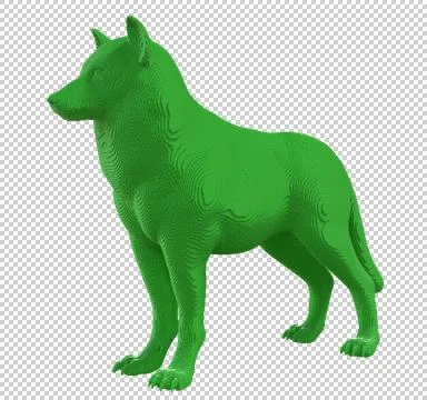 Green voxel wolf on a transparent background. Stock Illustration