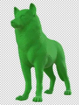 Green voxel wolf on a transparent background. Stock Illustration