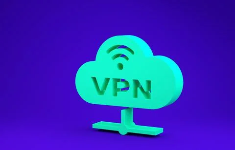 Green VPN Network cloud connection icon isolated on blue background. Social t 스톡 일러스트