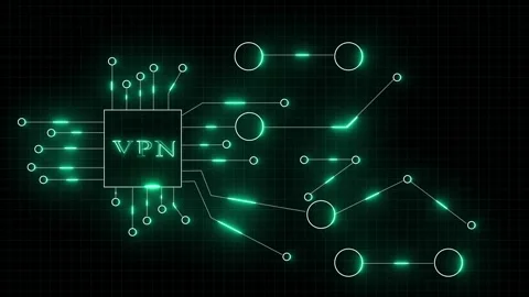 Green vpn processor chip glowing with circuit board connections on dark gri.. Stock-Footage 337365925