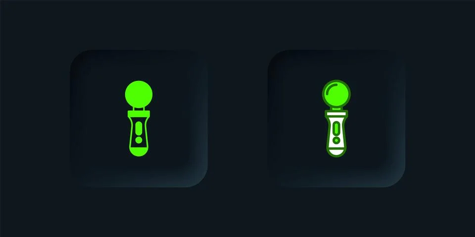 Green VR controller game icon isolated on black background. Virtual reality.. Stockillustratie