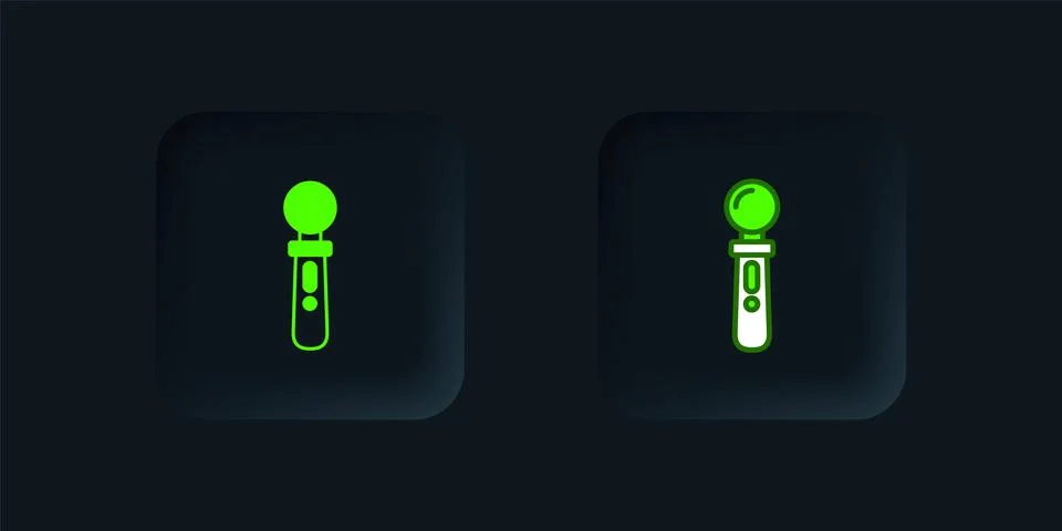 Green VR controller game icon isolated on black background. Virtual reality.. Stock Illustration