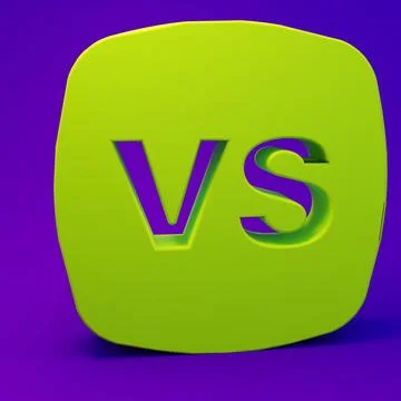 Green VS Versus battle icon isolated on purple-blue background. Competition.. Stock Illustration
