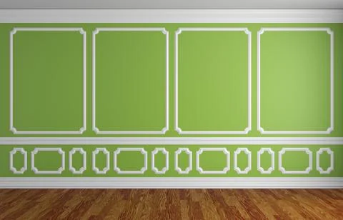 Green wall in classic style empty room Stock Illustration