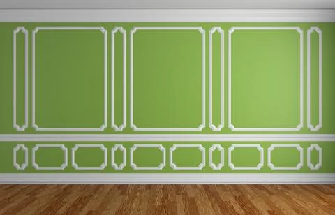 Green wall in classic style empty room architectural background Stock Illustration
