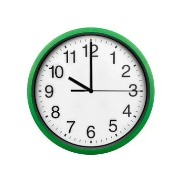 Green wall clock isolated on a white background. Stock Photos