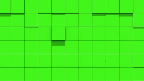 Green Wall of cubes falls apart Stock Footage 112015370