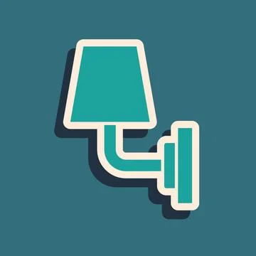 Green Wall lamp or sconce icon isolated on green background. Wall lamp light Stock Illustration