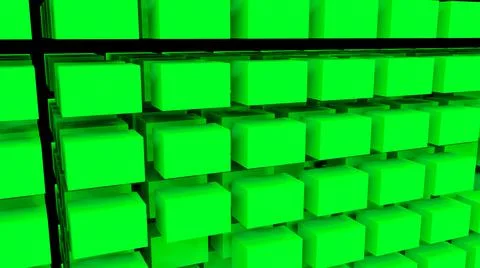 A green wall of many cubes in close-up. Textured background with green cubes Stock Illustration