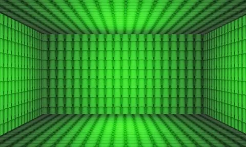 Green wall padded empty room with copy space mental hospital Stock Illustration