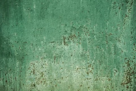 Green wall texture background with rust Stock Photos