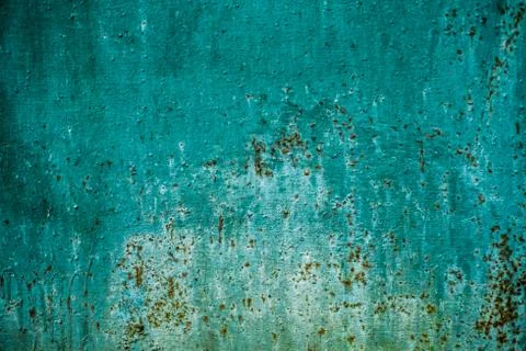 Green wall texture background with rust Stock Photos