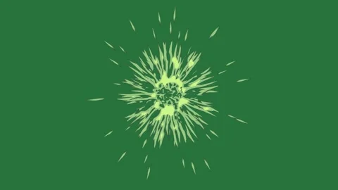 A green wallpaper with background and white border fireworks star burst in the Stock Footage 336855678