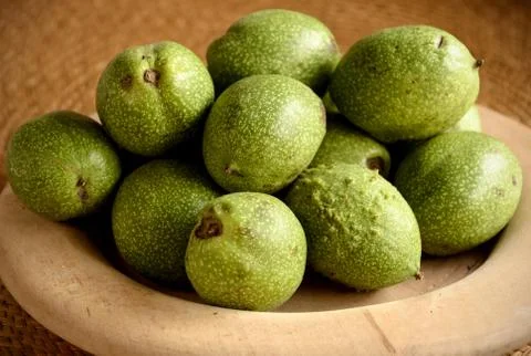 Green walnuts Stock Photos
