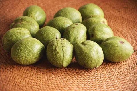 Green walnuts Stock Photos