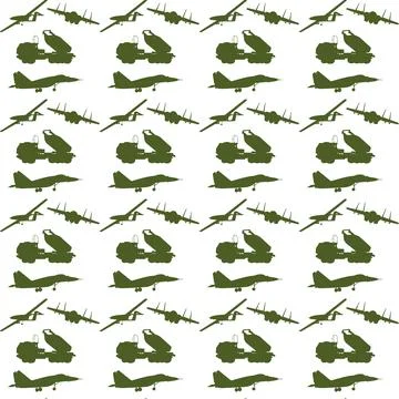 Green War Transport Seamless Pattern Illustration