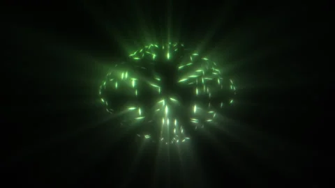 Green Warped Particles Emitting Light Rays Rotating and Folding Inwards. Stock Footage 339771601