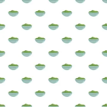 Green wasabi bowls seamless pattern background Stock Illustration
