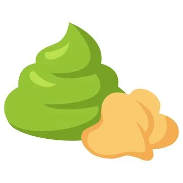 Green wasabi paste and pickled ginger icon Stock Illustration