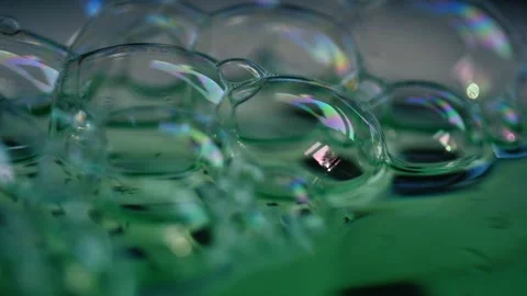 Green water bubbles close up macro shot Stock Footage 288997435