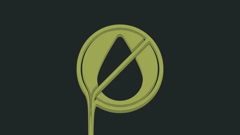 Green Water drop forbidden icon isolated on black background. No water sign. 4K Stock Footage 235428442