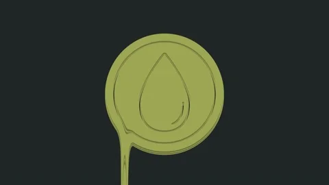 Green Water drop icon isolated on black background. 4K Video motion graphic Stock Footage 235430157