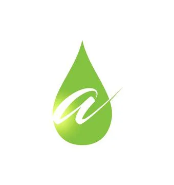 Green Water Drop Monogram Initial Letter A Stock Illustration