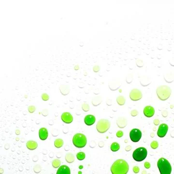 Green water drops on white background Stock Photos