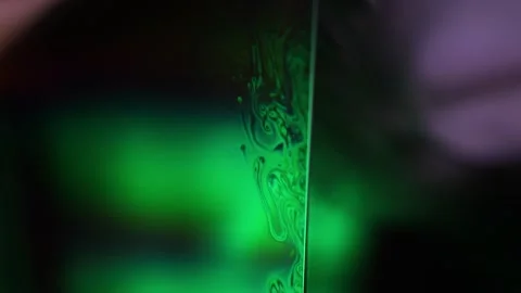 Green water reflection in the darkness Stock Footage 298709482