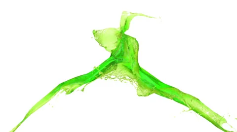 Green water splashes collide in slow motion, isolated on white (FULL HD) Stockbeeldmateriaal 36567779