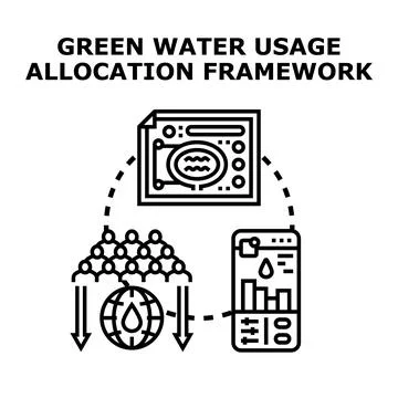 Green water usage allocation framework planning Stock Illustration