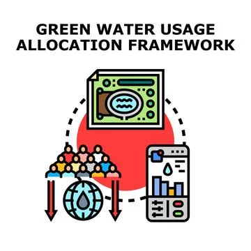 Green water usage allocation framework planning Stock Illustration