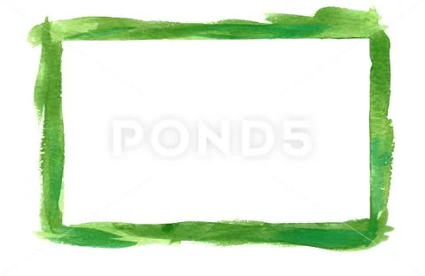 Green Watercolor Border Frame PSD Template