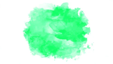 Green Watercolor Ink Splash Rounded Shape Transition White Background Stock Footage 324906604