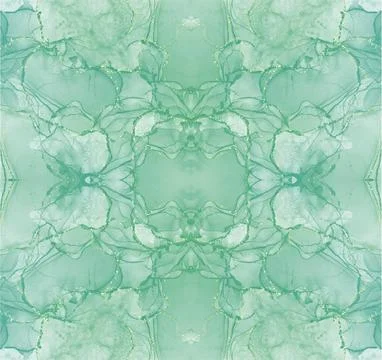 Green Watercolor Repeat Pattern With Gold Sparkle Illustrazione stock