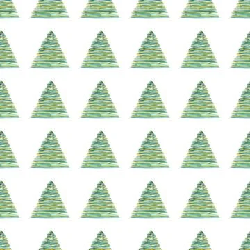 Green watercolor tree pattern. Summer flora background. Beautiful illustration Illustrazione stock