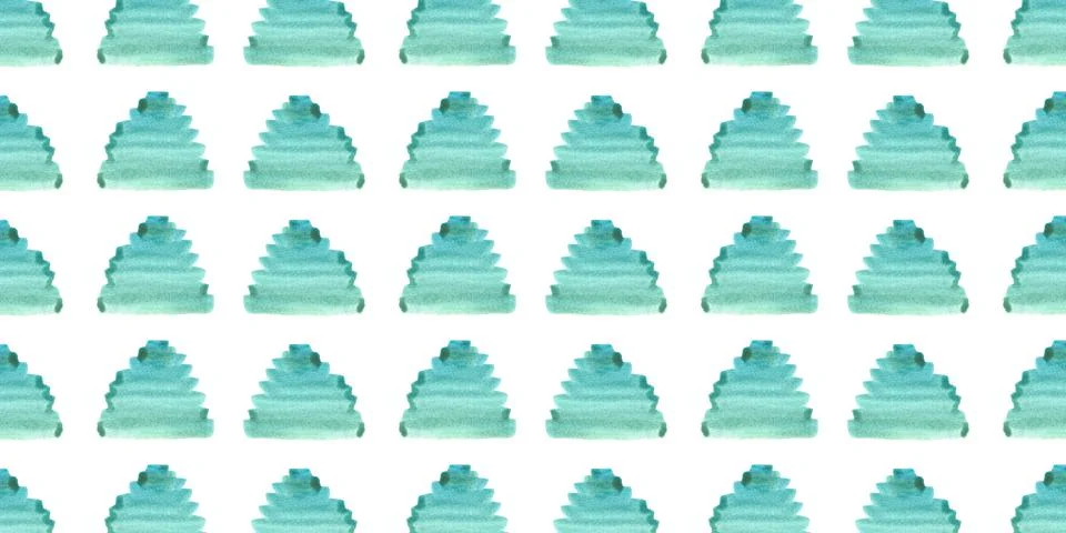 Green watercolor tree pattern. Summer flora background. Beautiful illustration Stock Illustration