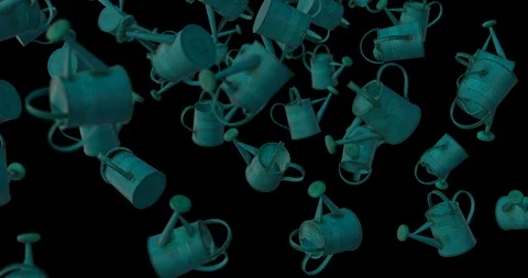 Green Watering Cans falling Video stock 99949381