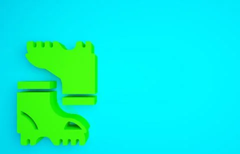 Green Waterproof rubber boot icon isolated on blue background. Gumboots for r Stock Illustration