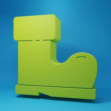 Green Waterproof rubber boot icon isolated on blue background. Gumboots for.. Stock Illustration