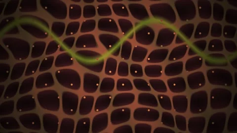 Green Wave on Abstract Cellular Grid Background for Scientific Visuals Stock Footage 343723857