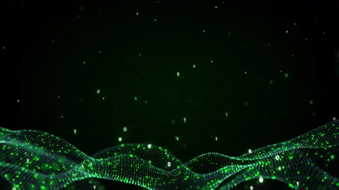 Green wave with digital binary code seamless loop animation 4k (4096x2304) Video stock 86067531