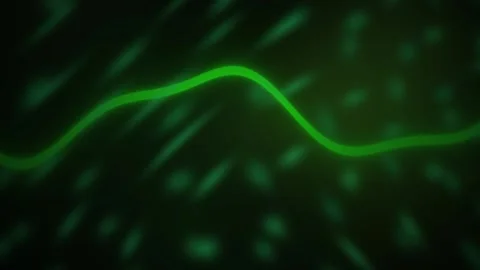 Green Wave Glowing Line on Dark Abstract Background with Particles for Tech.. Stock Footage 343723397