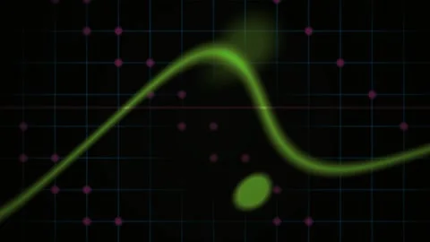 Green wave line on grid background. Stock Footage 340034845