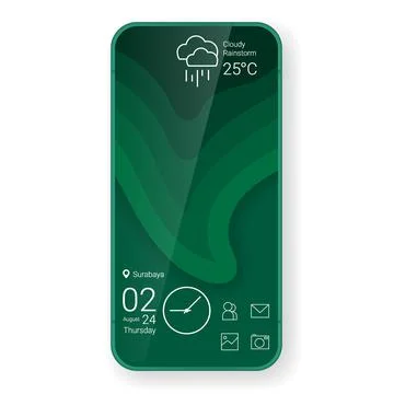 Green wave operating system user interface home screen mobile app Stock Illustration