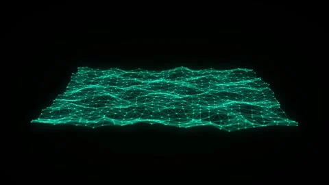 Green wave of particles and lines. Big data visualization. Video stock 275202894