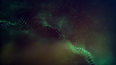 Green wave particles Background loop Stock Footage 277945747