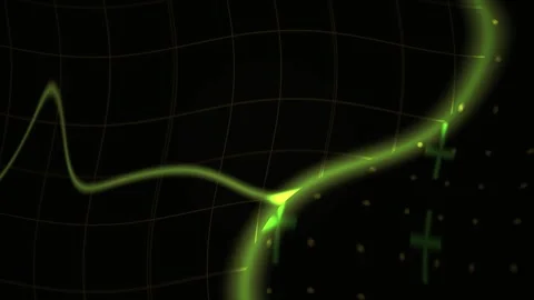 Green Wave Pulse on Dark Grid for Technology and Science Backgrounds Stock Footage 343723460